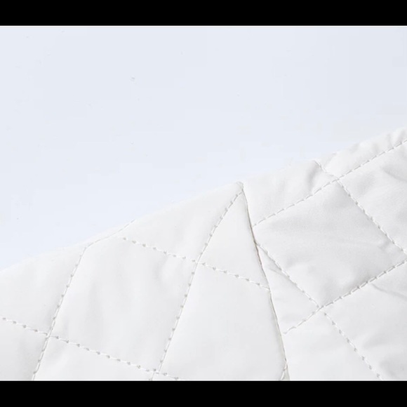 Spring Fashion Quilted Long Ivory Coat - Picture 3 of 9